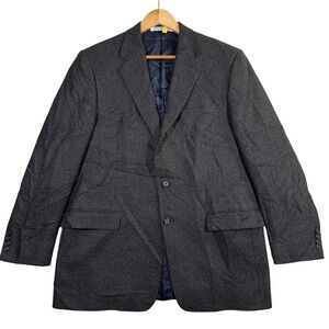 Vintage Hickey Freeman Mens 42R Blazer Jacket Grey Lambswool Cashmere Sharkskin